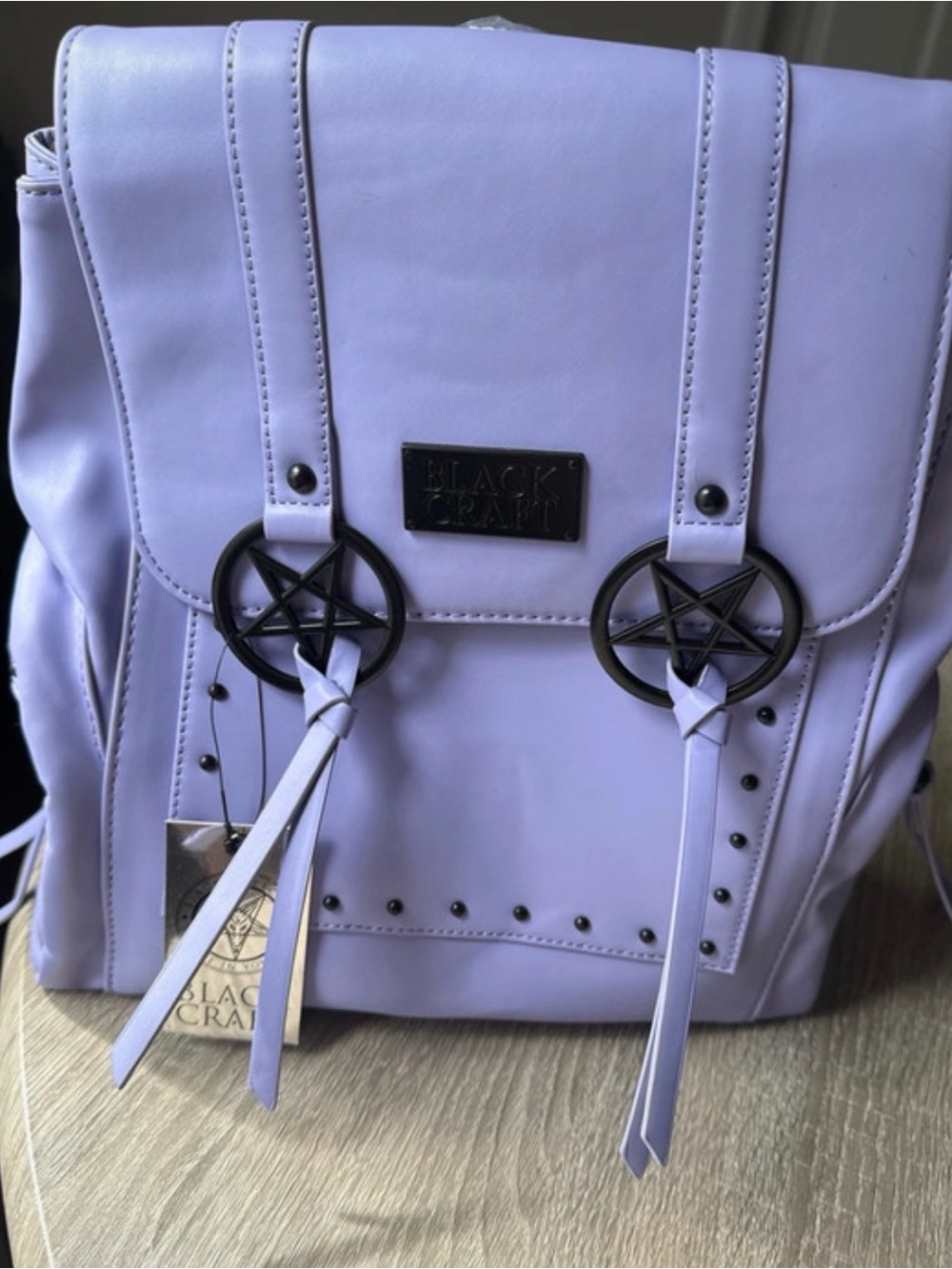Blackcraft Lavender Vegan Leather Pentagram Backpack